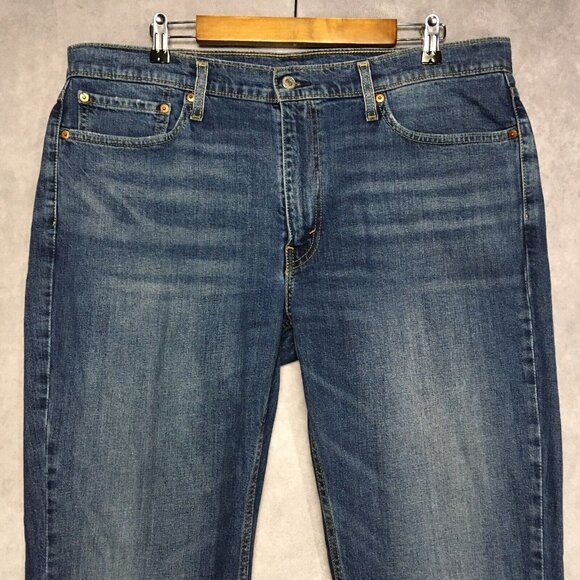 Levis 514 Straight Fit Mens Blue Jeans size 38x30 Stretch Denim Pants - Picture 2 of 14